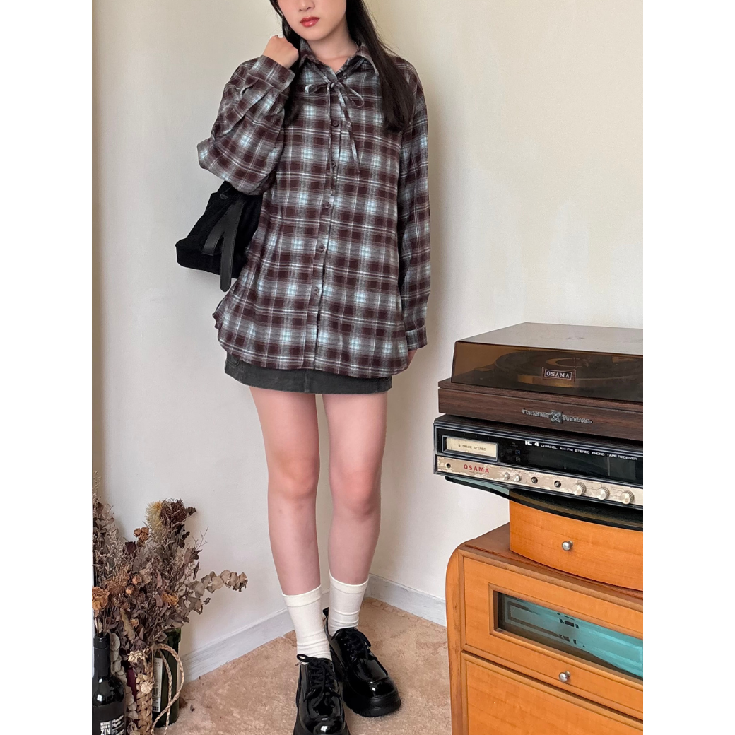 特調格紋毛呢感襯衫_11