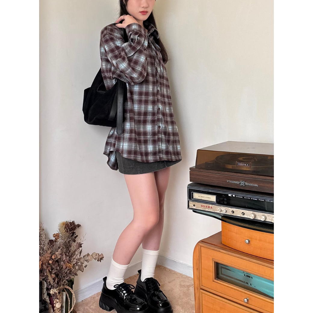 特調格紋毛呢感襯衫_8