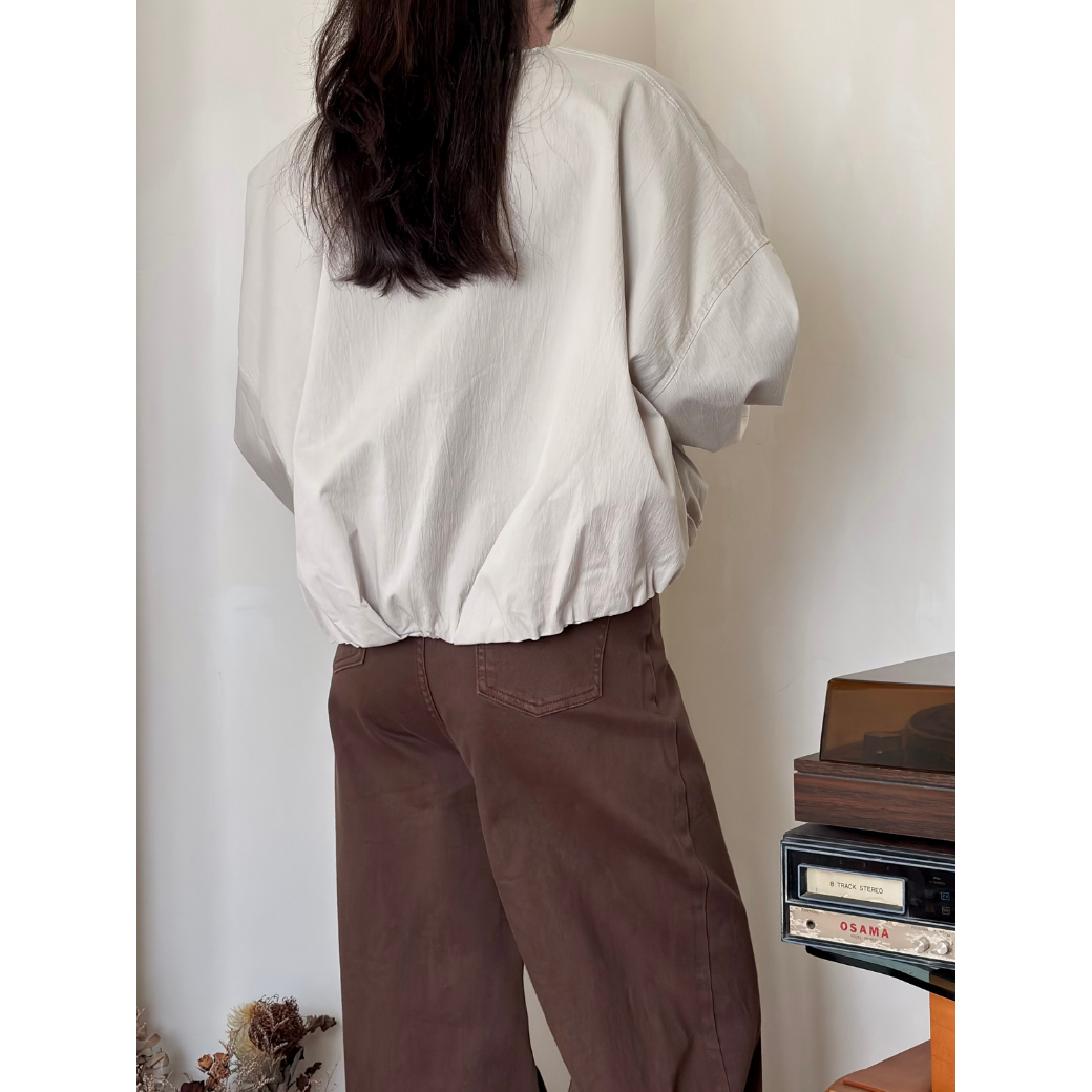 圓領飄帶外套_杏_7