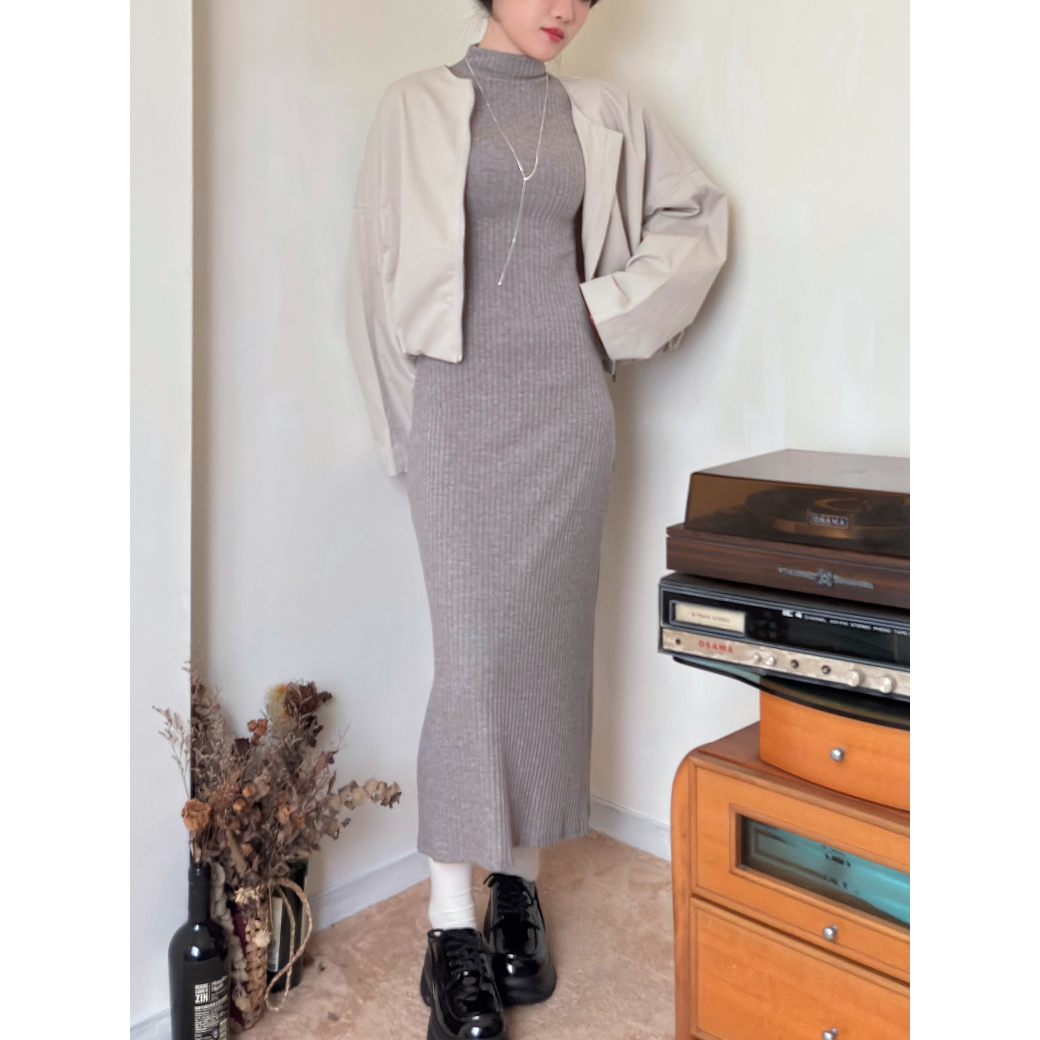 圓領飄帶外套_杏_6