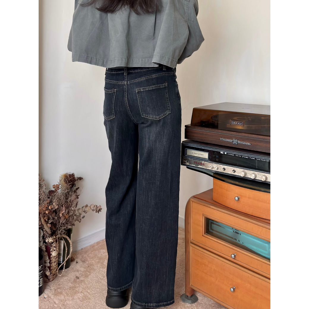 腿超直皮帶直筒褲_6