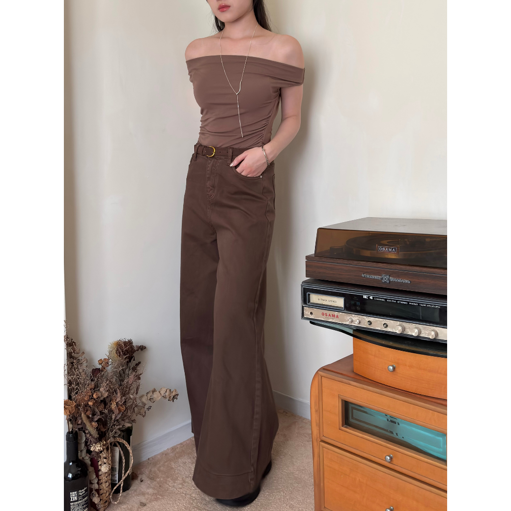 附皮帶喇叭牛仔褲_8