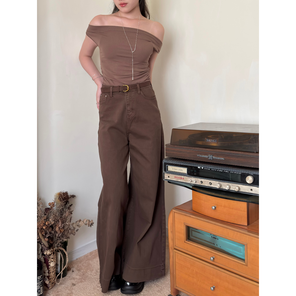 附皮帶喇叭牛仔褲_9