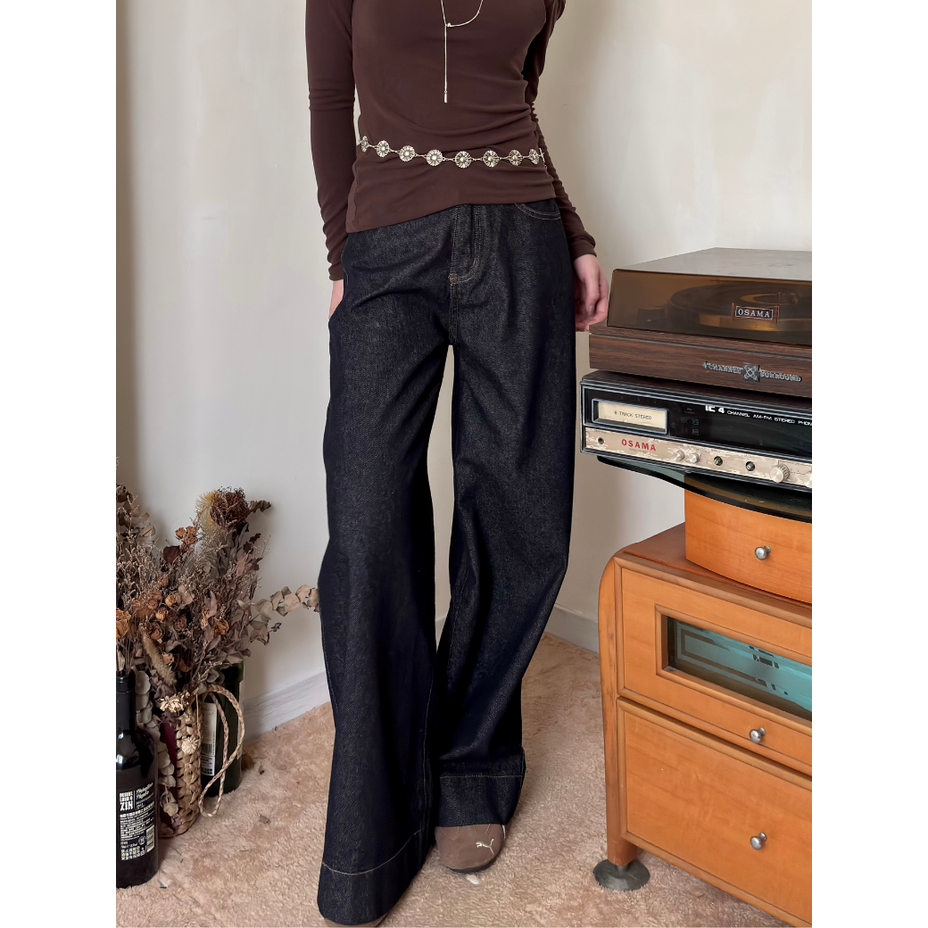 寬版A字牛仔褲_5
