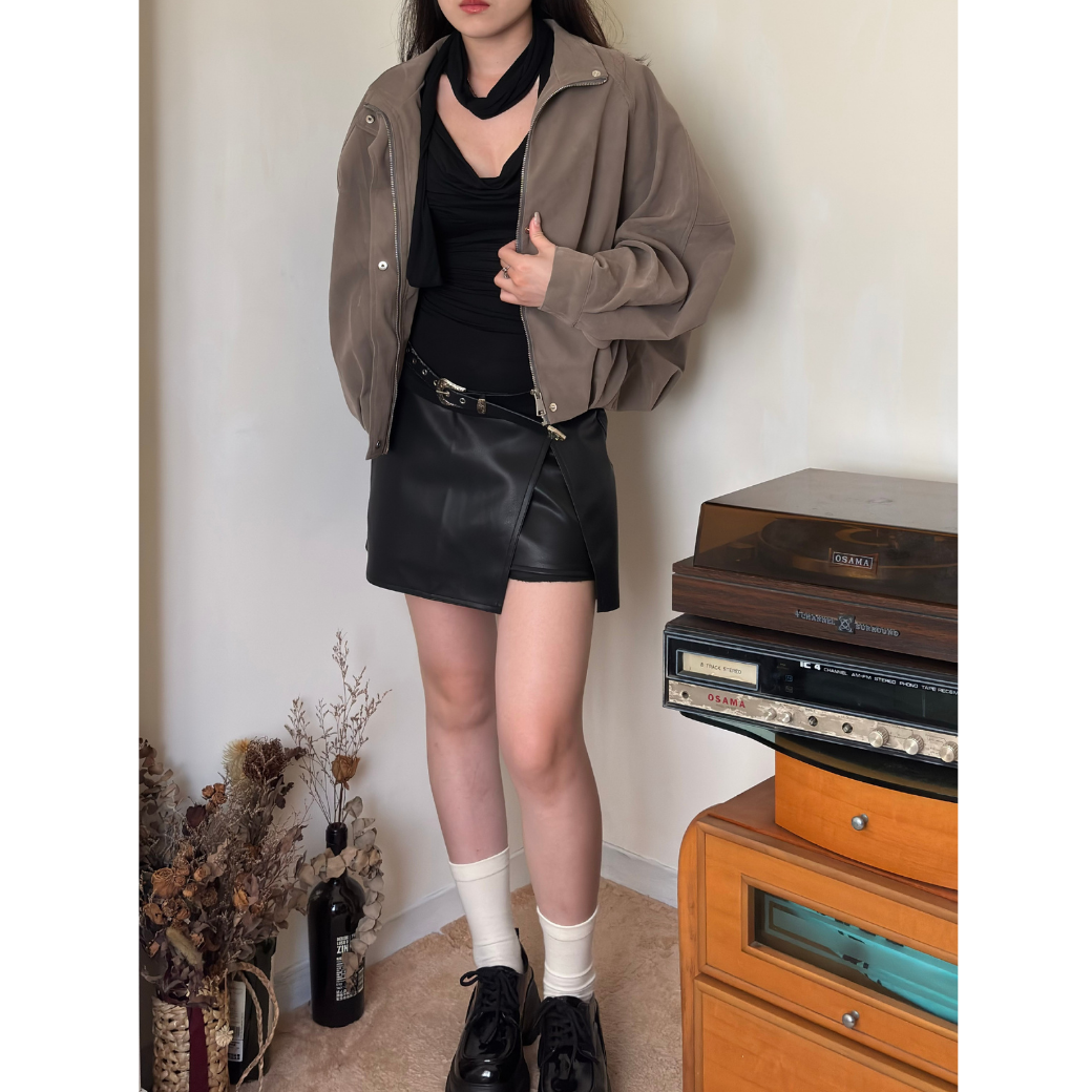 酷辣黑皮裙4