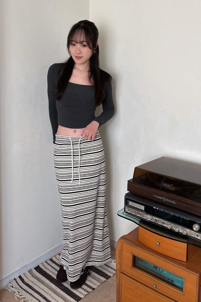 知性美橫條長裙_黑_2_800x1200