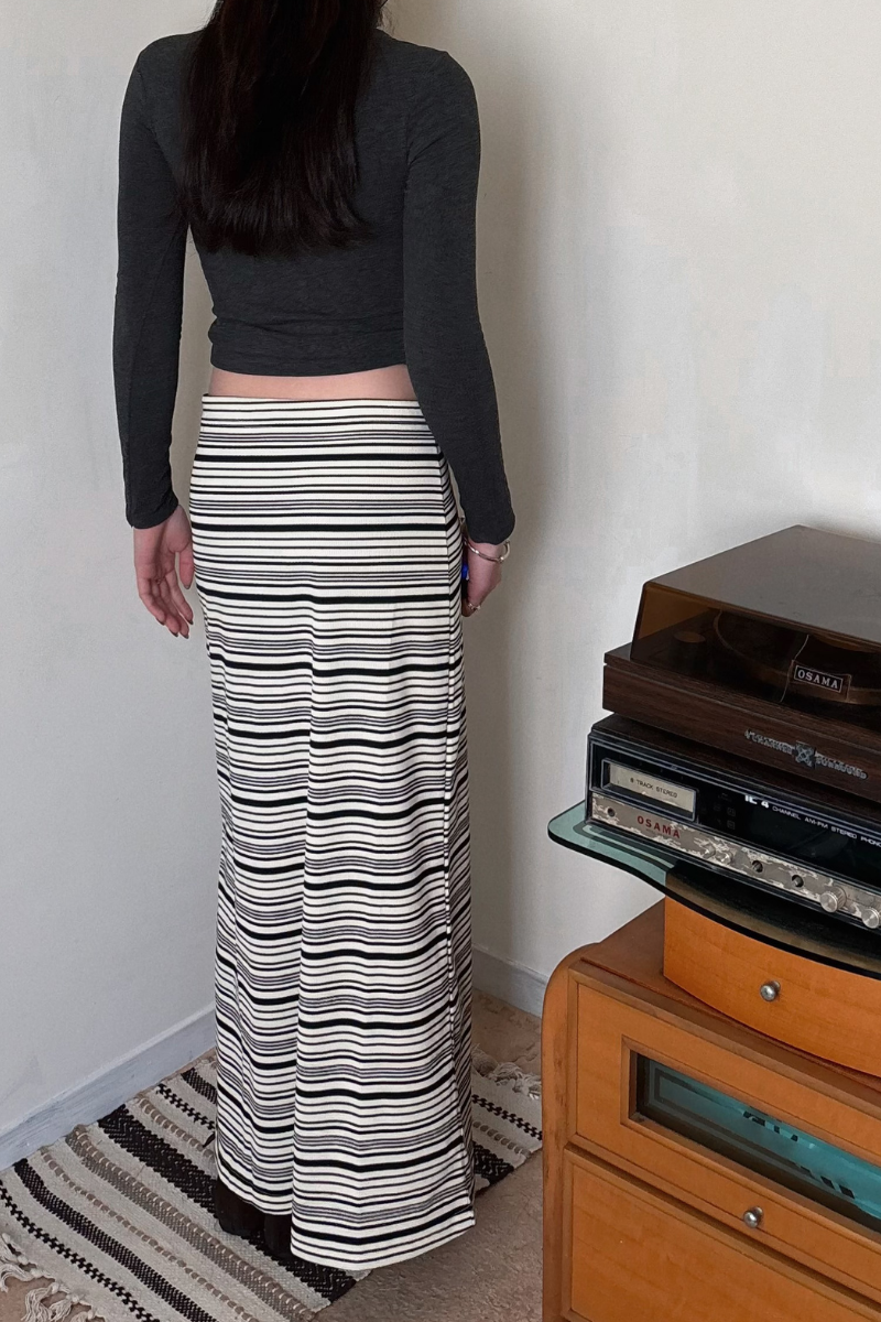 知性美橫條長裙_黑_5_800x1200