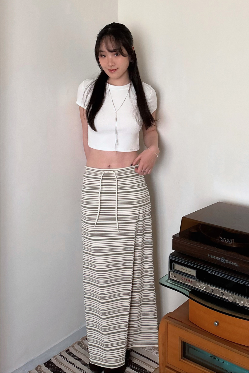 知性美橫條長裙_綠_2_800x1200