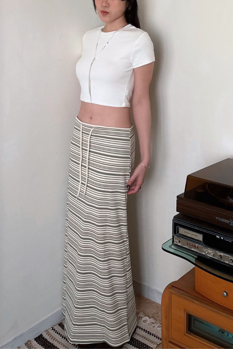 知性美橫條長裙_綠_6_800x1200