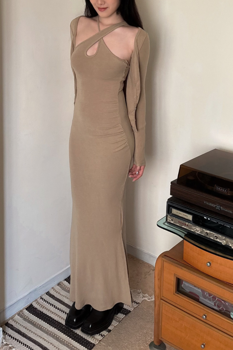 美背交叉長洋裝套裝_奶茶_3_800x1200