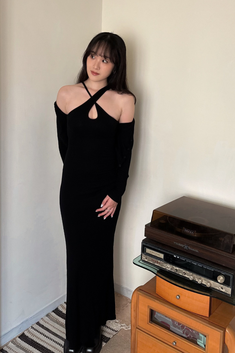 美背交叉長洋裝套裝_黑_6_800x1200