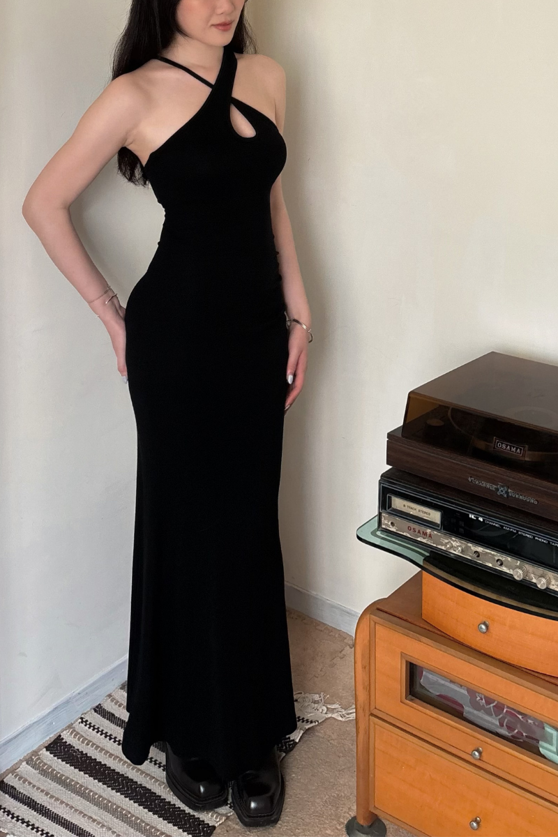 美背交叉長洋裝套裝_黑_10_800x1200