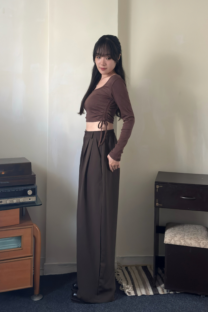 真兩件式抽繩上衣_咖_3