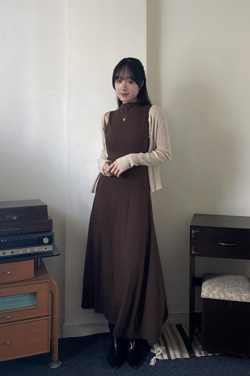 半領針織洋裝_咖_6