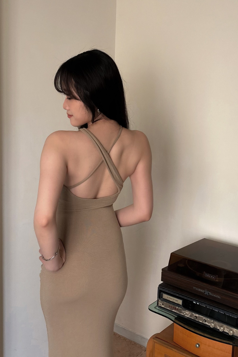 美背交叉長洋裝套裝_奶茶_1_800x1200