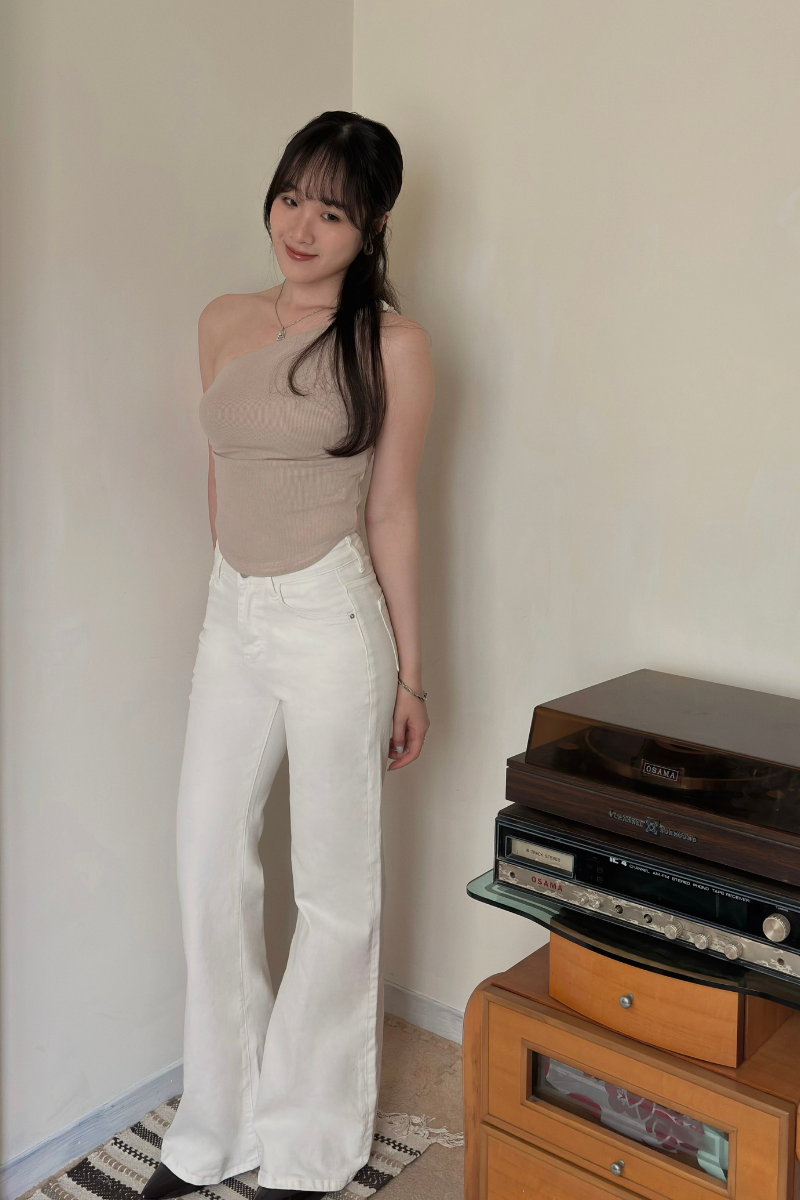 扭結感斜肩上衣_奶茶_1_800x1200