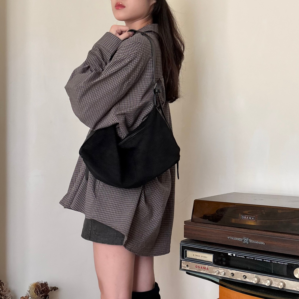 寬鬆口袋格紋衫_2
