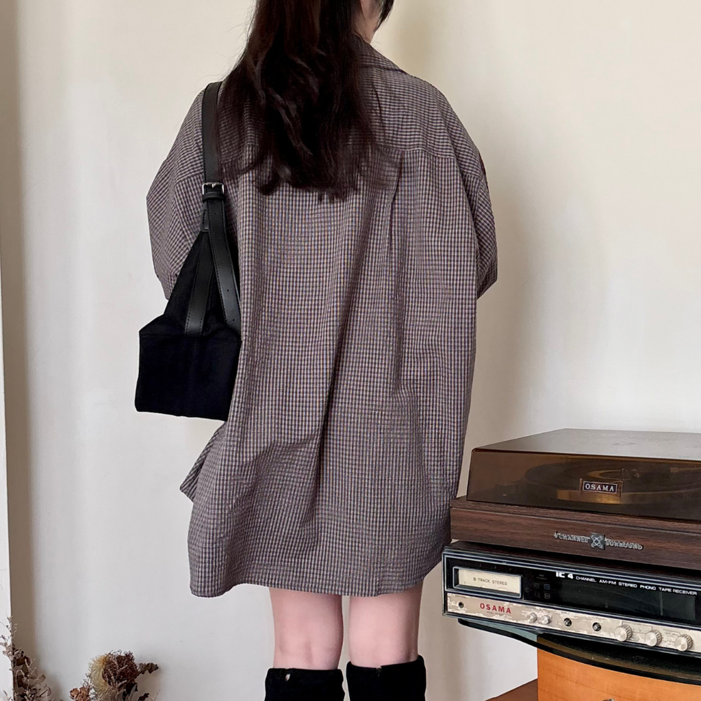 寬鬆口袋格紋衫_4