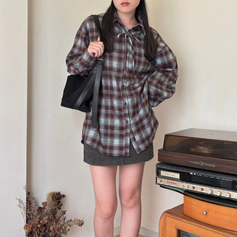 特調格紋毛呢感襯衫_1