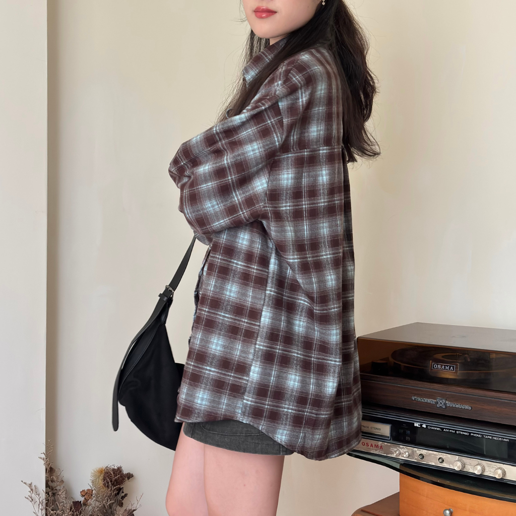 特調格紋毛呢感襯衫_3