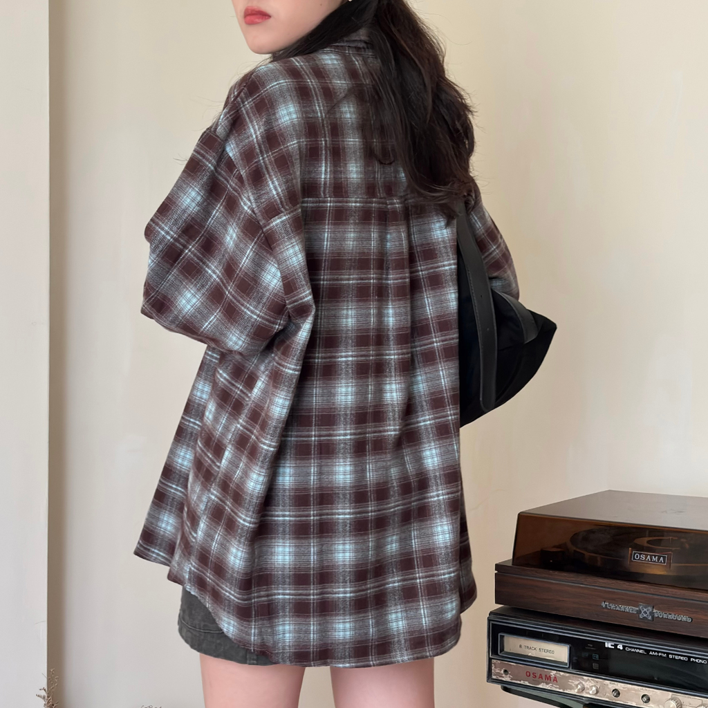 特調格紋毛呢感襯衫_4