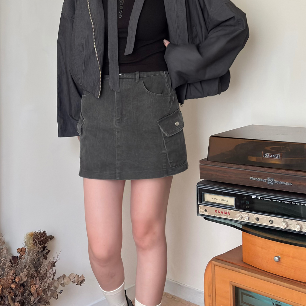 水洗工裝牛仔短裙_4