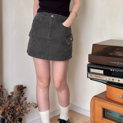 水洗工裝牛仔短裙_1