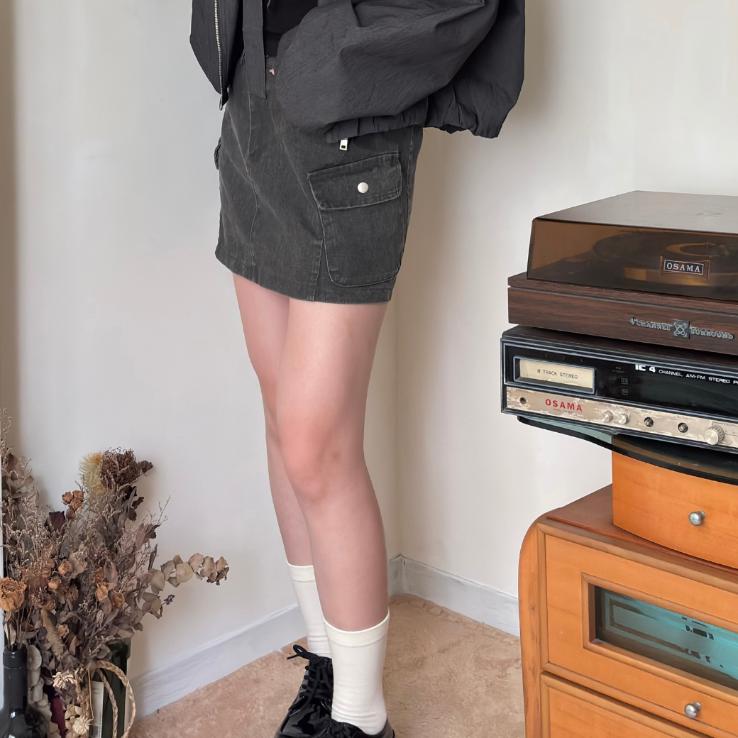 水洗工裝牛仔短裙_5