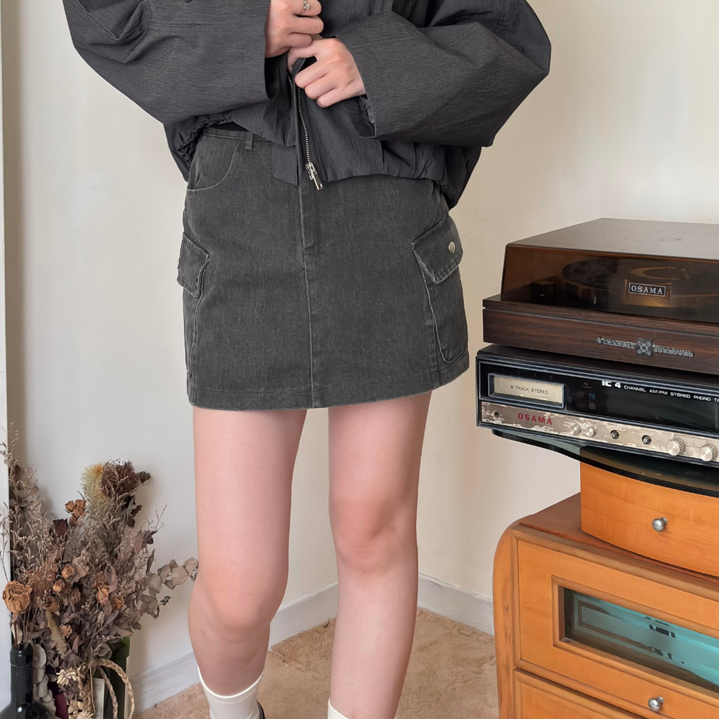 水洗工裝牛仔短裙_3