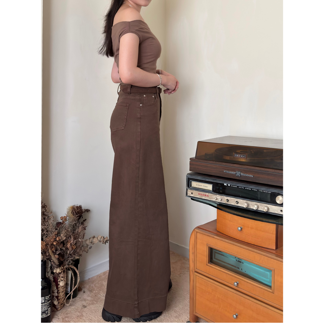 附皮帶喇叭牛仔褲_2