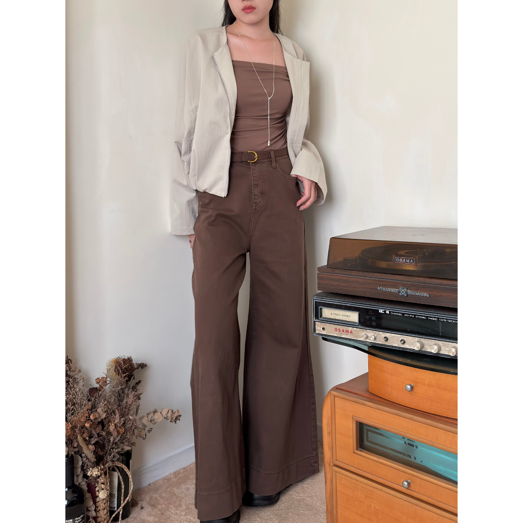 附皮帶喇叭牛仔褲_3