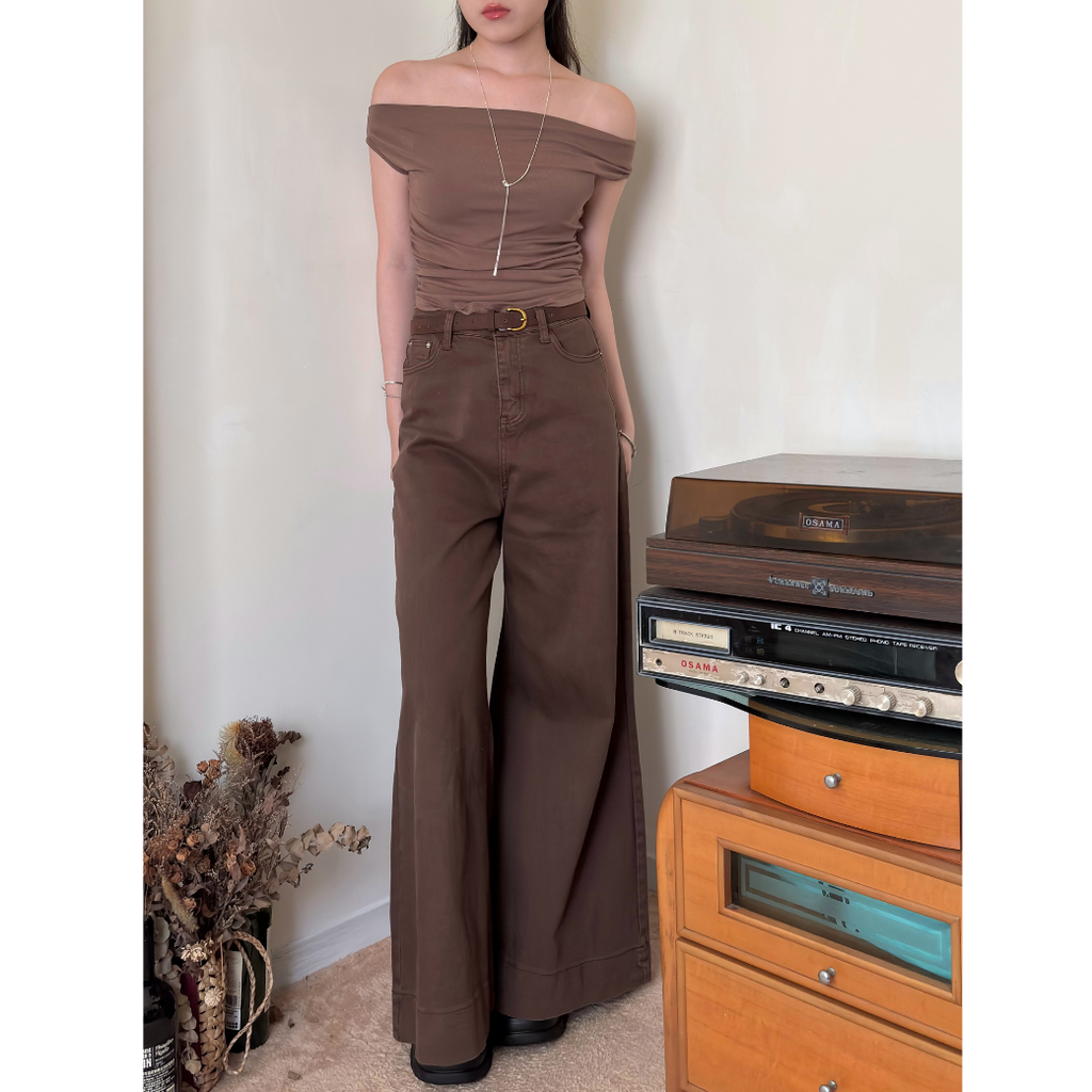 附皮帶喇叭牛仔褲_1