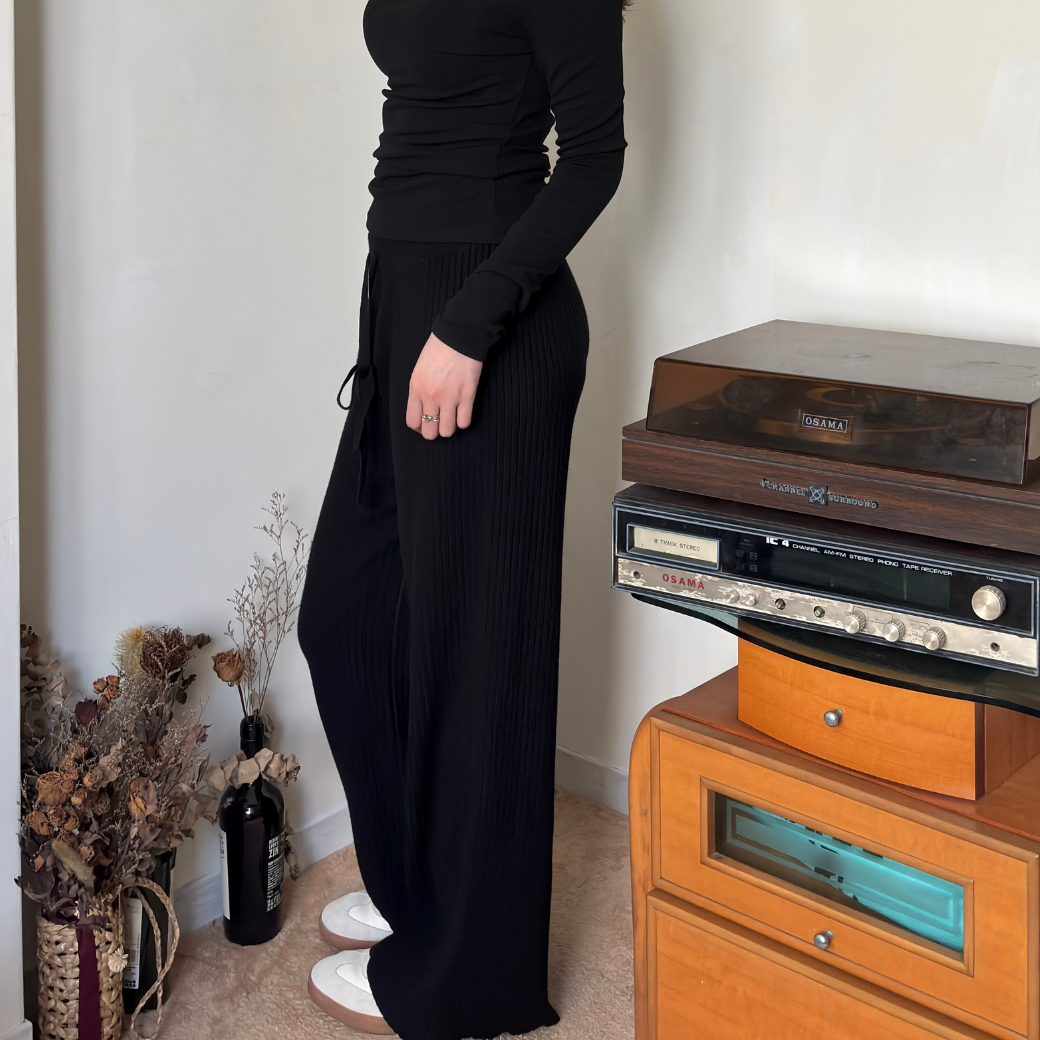 日常慵懶直筒坑條褲3