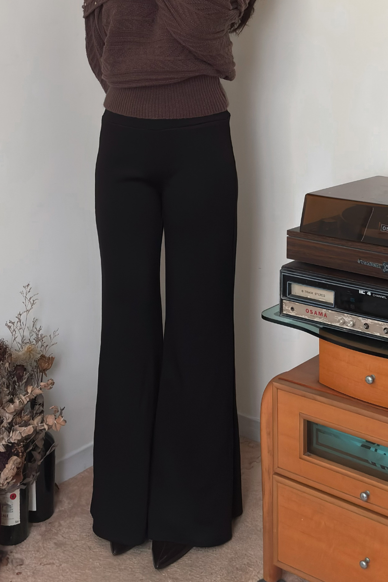黑色棉喇叭褲_1_800x1200