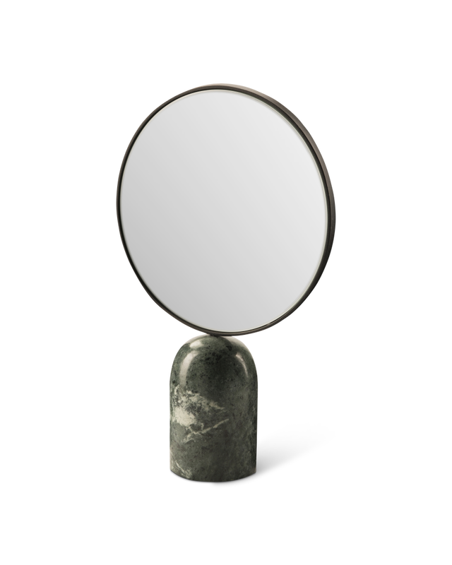 Oval Mirror with Marble Base Dark green