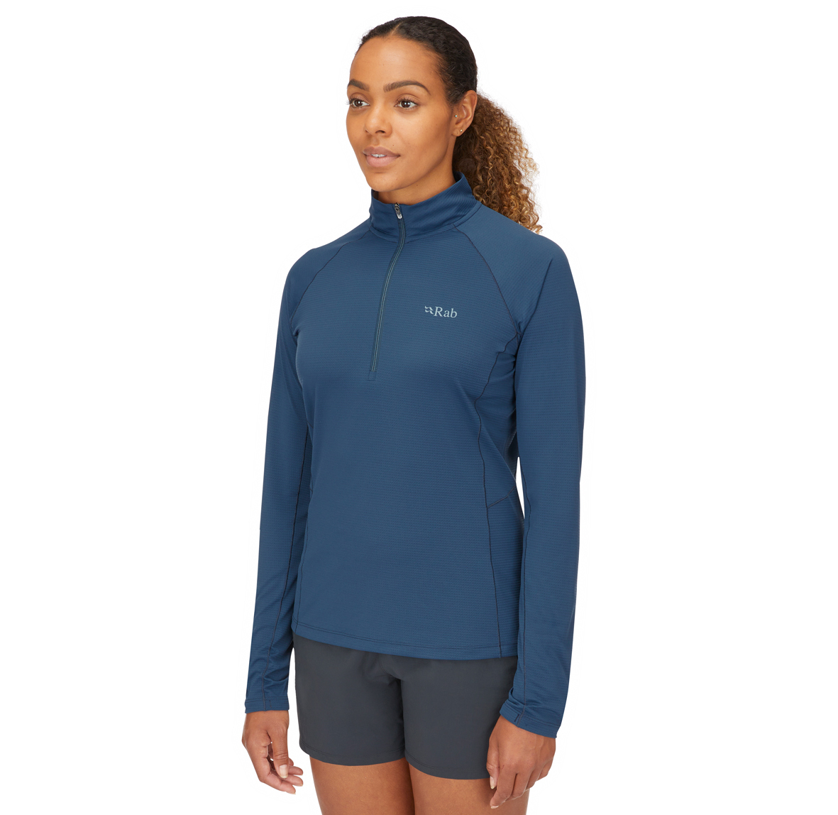 Womens_Sonic_LS_Zip_TempestBlue_QBL_04_TMB_Model_Front_Angle