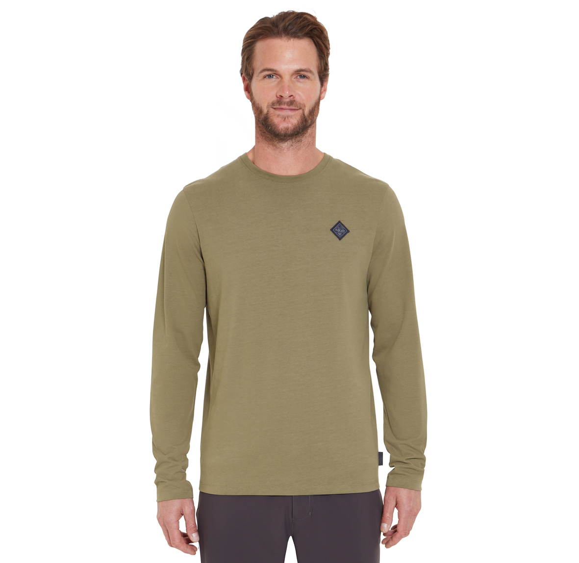 Basecamp_Logo_Badge_LS__Tee_LightKhaki_QCC_10_LKH_Model_Crop_Front