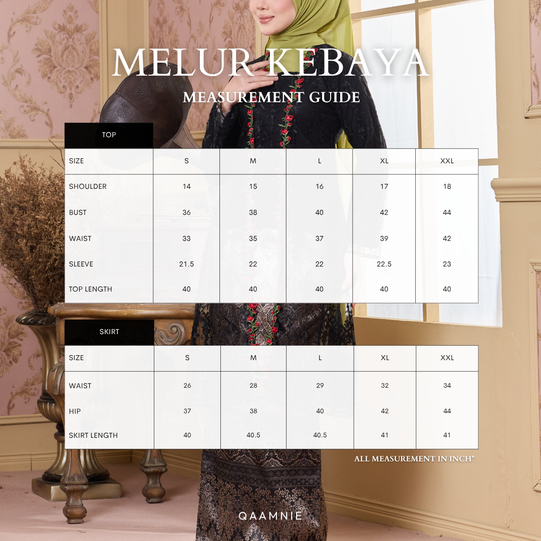 SIZE MEASUREMENT MELUR KEBAYA