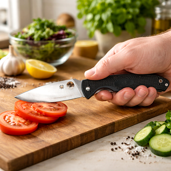 Spyderco Resilence Lightweight Plain Edge C142PBK Cutting