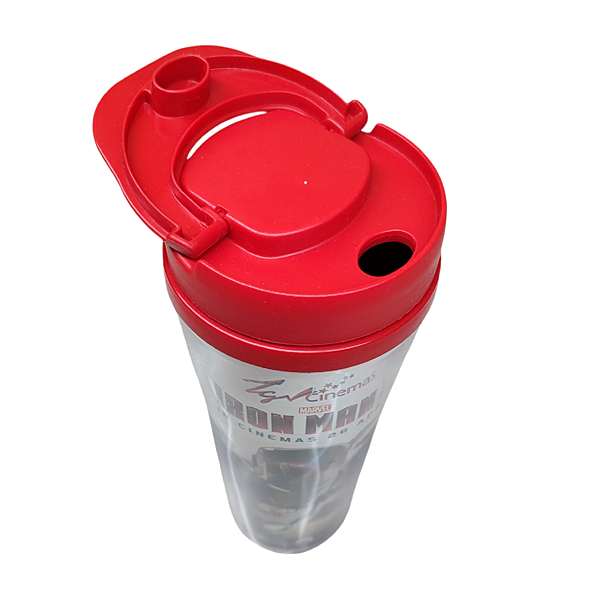 TGV Cinemas Marvel Iron Man 3 Water Tumbler Top Open