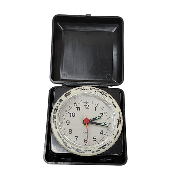 90s Vintage Quartz Travel Alarm Clock Open.jpg