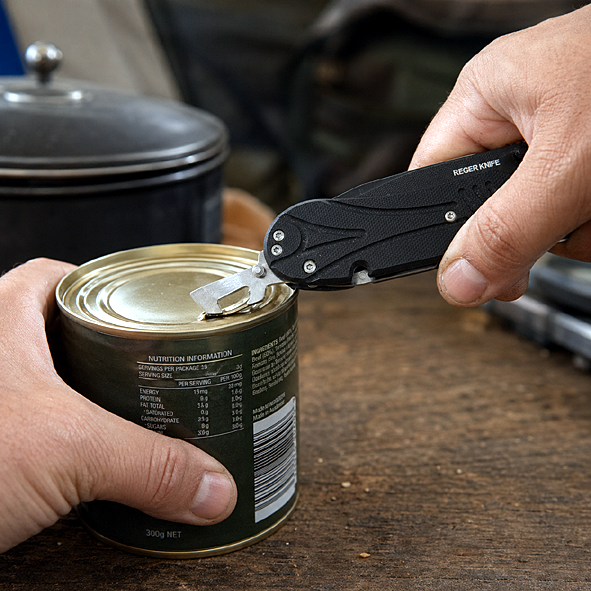Reger Knife K-10 6 Multi Tool Knife Can Opener Use