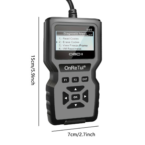 V419 OBD2 Scanner Code Reader Size