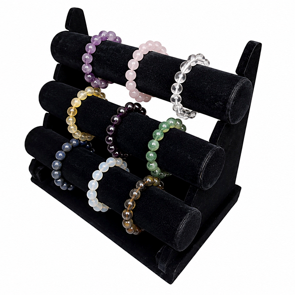 3 Tier Black Velvet Bracelet Watch Display Side Bracelet
