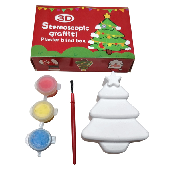 Christmas Tree 3D Stereoscopic Graffiti Plaster Blind Box Painting DIY Art Toy Gift Craft Hobby