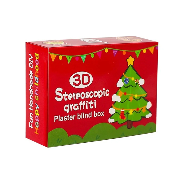 Christmas Tree 3D Stereoscopic Graffiti Plaster Blind Box Painting DIY Art Toy Gift Craft Hobby Box
