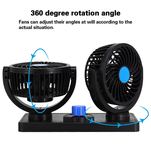 Rotatable Car Double Fan Rotate