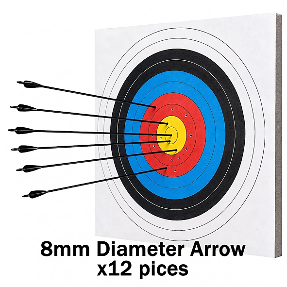 12pcs Sport Archery Light Weight 8mm Carbon Arrows Target