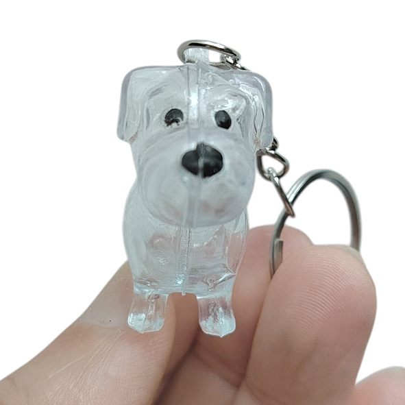 Clear Dog Fur Container Keychain Front