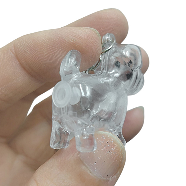 Clear Dog Fur Container Keychain Back